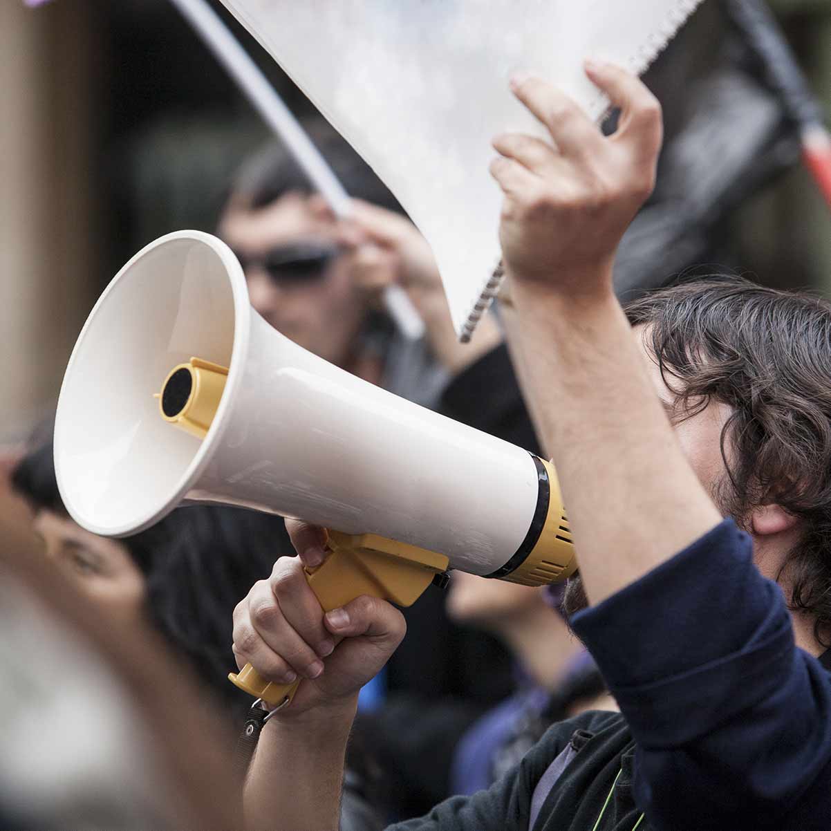 Image of an organizer at a rally