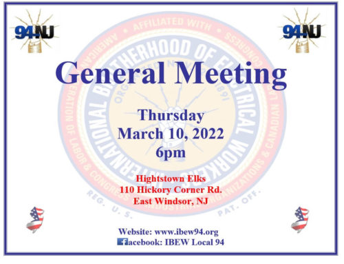 March 10th – GENERAL MEETING
