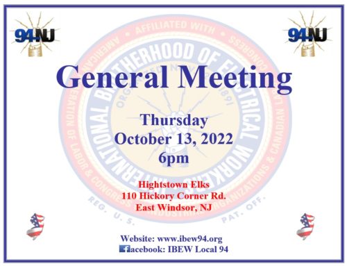 General Meeting – Thursday October 13